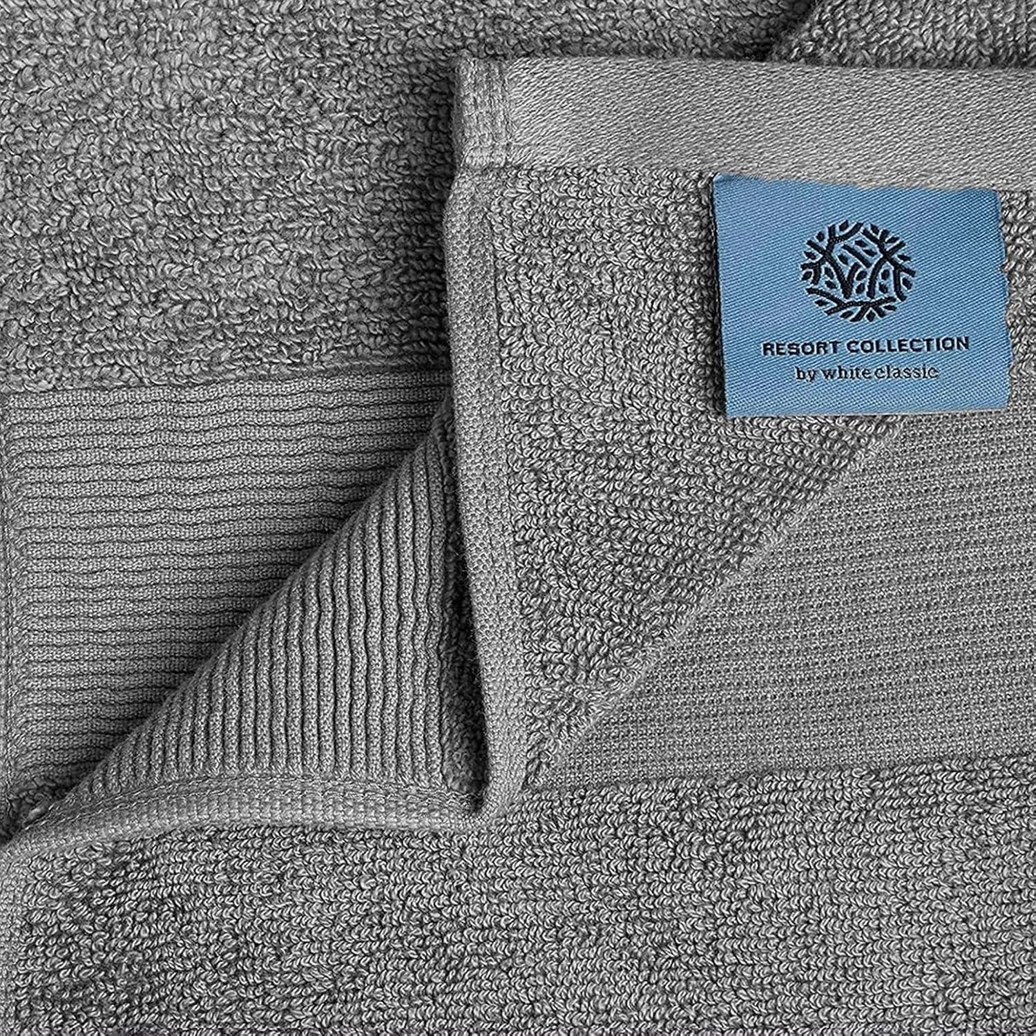 White Classic Resort Collection Soft Bath Towels | 28x55 Luxury Hotel Plush & Absorbent Cotton Bath Towel Large [4 Pack, Smoke Grey]