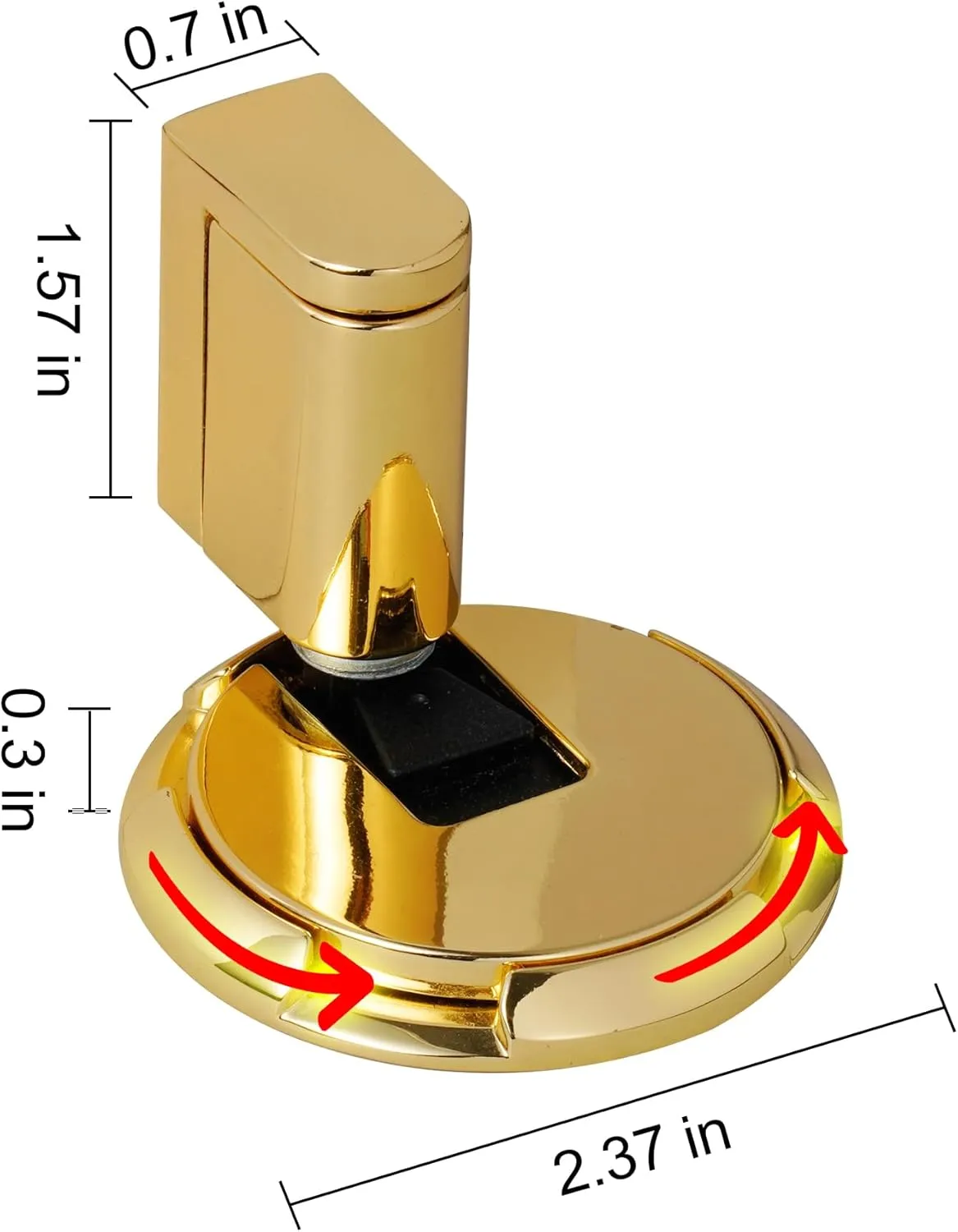 Windproof Door Stopper Indoor Heavy Duty Floor Door Stop Keep Door Open Mechanical No Drilling Door Stopper with Screws and 3M Adhesive, 1 Pack, Bright Gold