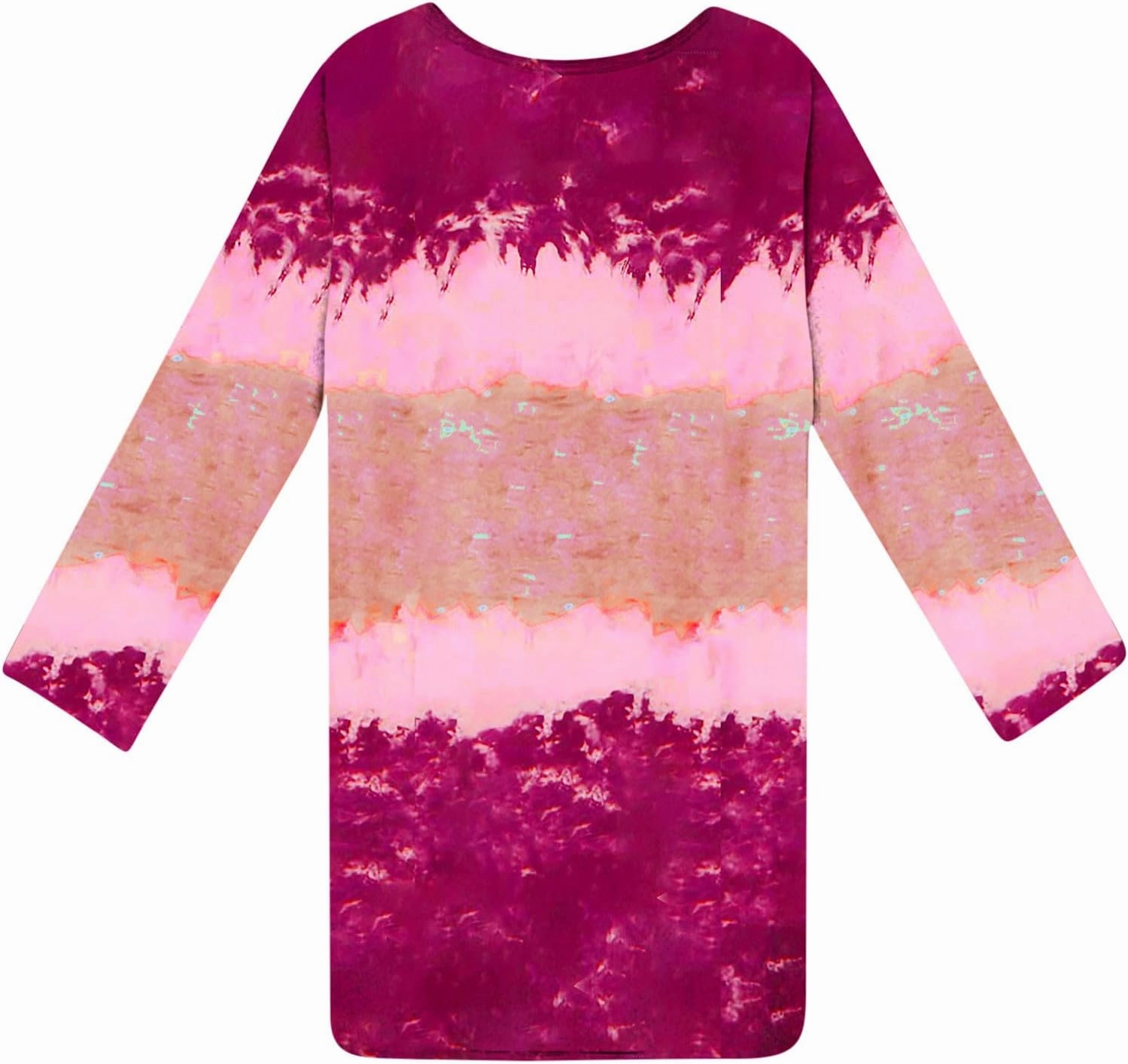 Womens Spring Dresses,Flowy Tie Dye Plus Size Dresses Crewneck Shift Long Sleeve Dress Going Out Vacation Date Night