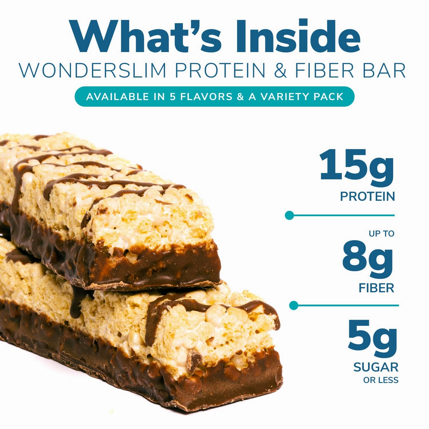 Wonderslim High Fiber Protein Bars, Fluffy Nutter | 15g Protein, 7g Fiber | Low Sugar, Low Carb | Healthy Indulgence | Satisfying, Supports Energy & On-the-Go Convenience, 7 Pack