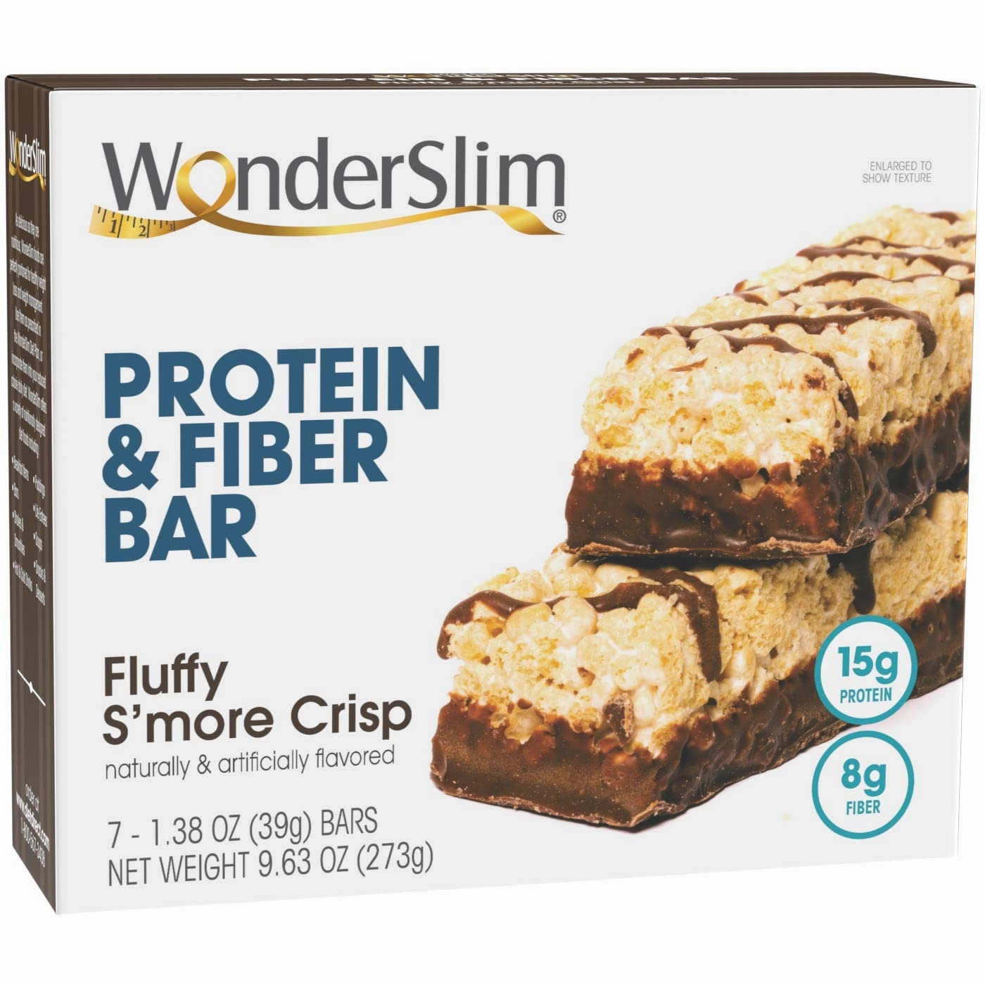 Wonderslim High Fiber Protein Bars, Fluffy S'more Crisp | 15g Protein, 8g Fiber | Low Sugar, Low Carb | Healthy Indulgence | Satisfying, Supports Energy & On-the-Go Convenience, 7 Pack