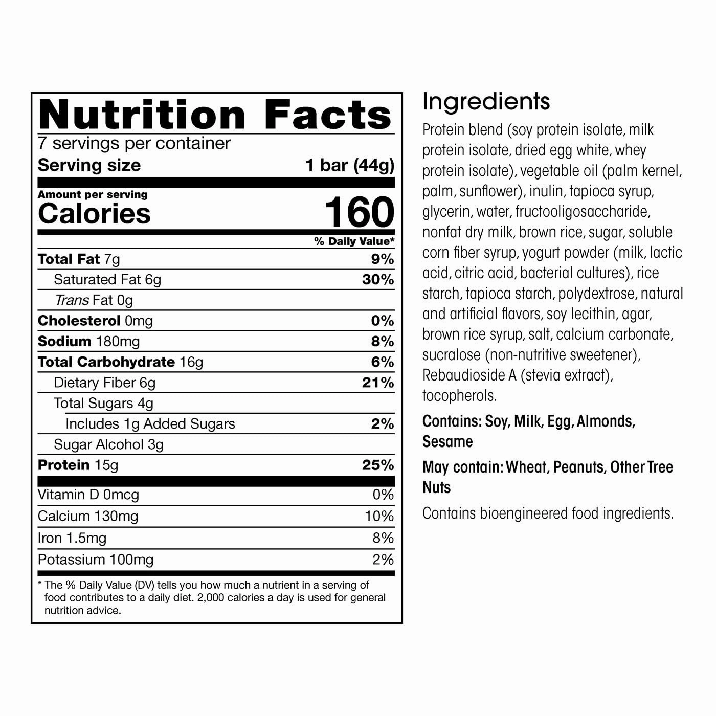 WonderSlim Protein & Fiber Bar, Fluffy Vanilla Crisp - 15g Protein, 7g Fiber, Gluten Free (7ct)