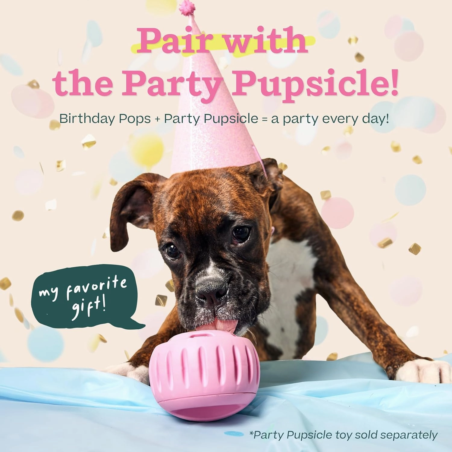 WOOF Pupsicle Birthday Pops - Healthy Dog Treats - Pre-Made Pupsicle Refills- Wholesome Ingredients - Naturally Sweet - Cake-Flavored Birthday Treat for Dogs - Large