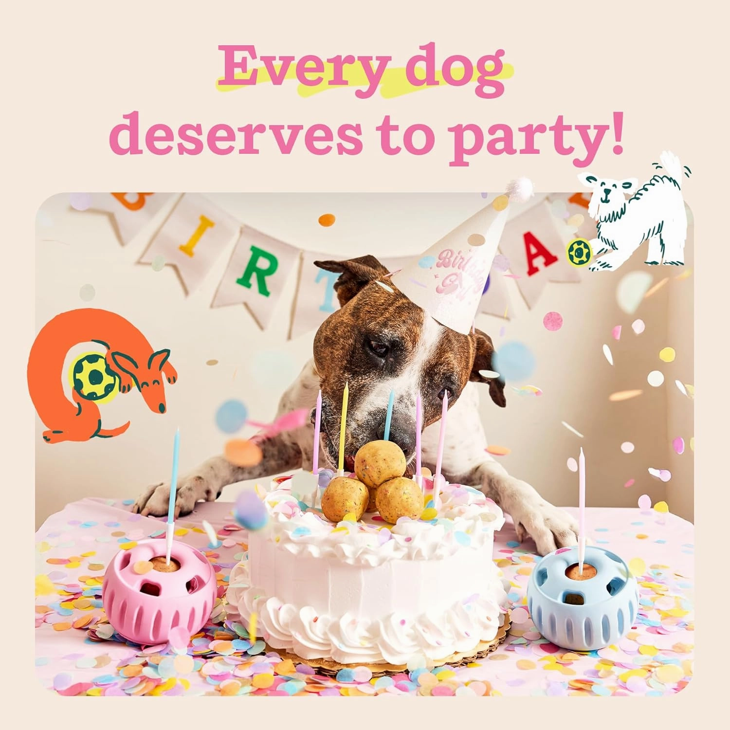 WOOF Pupsicle Birthday Pops - Healthy Dog Treats - Pre-Made Pupsicle Refills- Wholesome Ingredients - Naturally Sweet - Cake-Flavored Birthday Treat for Dogs - Large