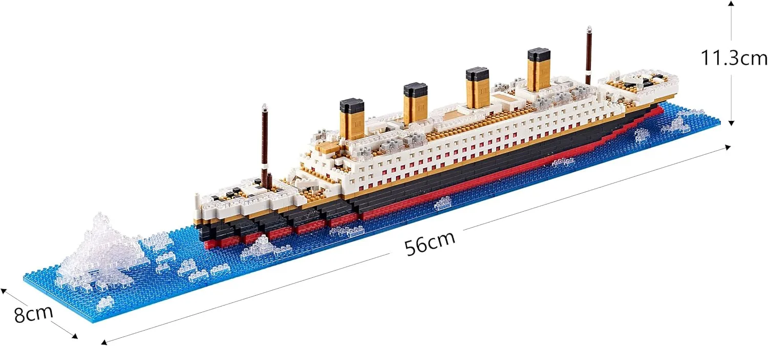 World Famous Titanic Micro Building Block Set for Adult Cruise Ship Micro Bricks Model Kit for Kids Ages of 14  - 1872 PCS Great Gift