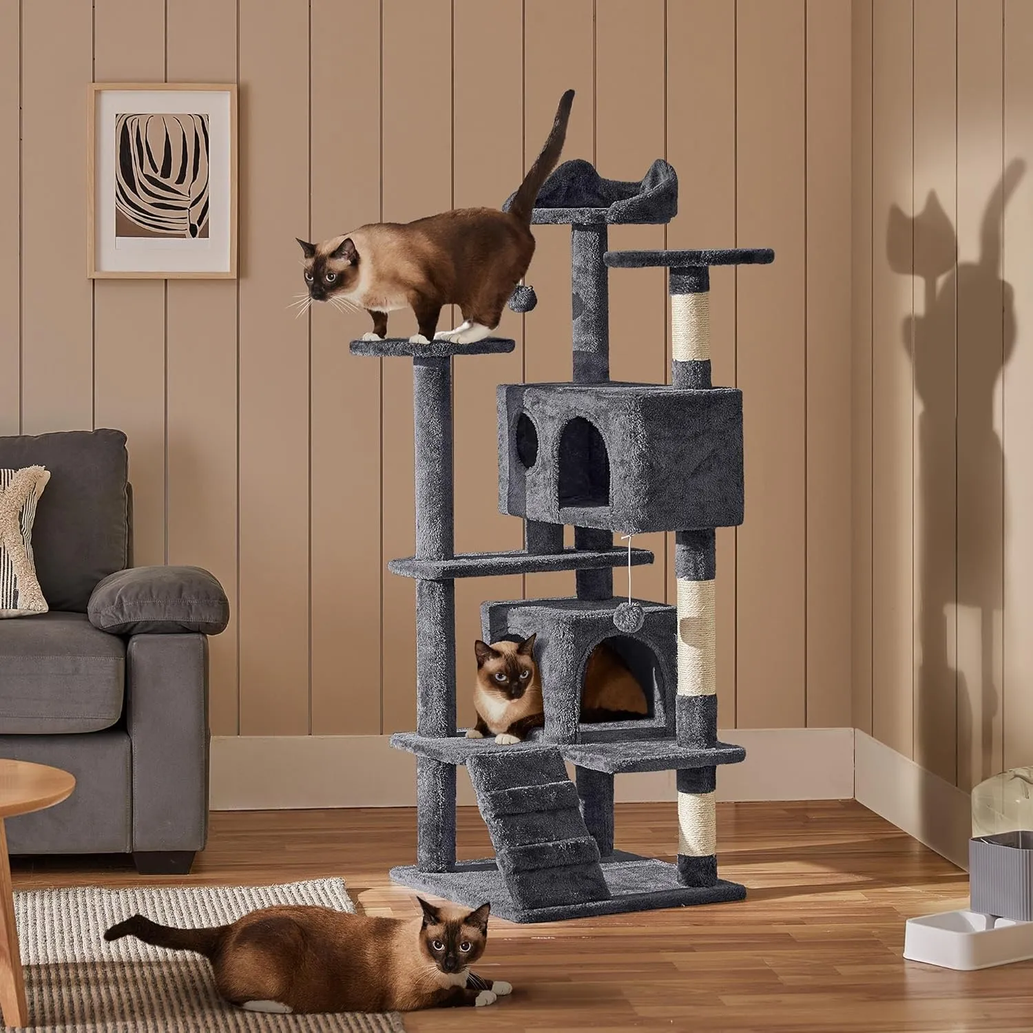 Yaheetech 54in Cat Tree Tower Condo Furniture Scratch Post for Kittens Pet House Play