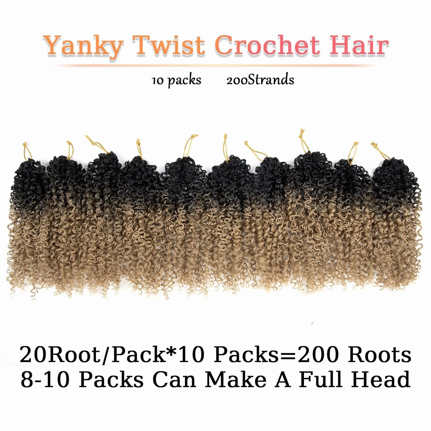 Yanky 10 Packs Passion Twist Crochet Hair 14 Inch - Fluffy Spring Mini Pre-twisted Small Curly Crochet Braid Hair for Senegalese Twist Braids