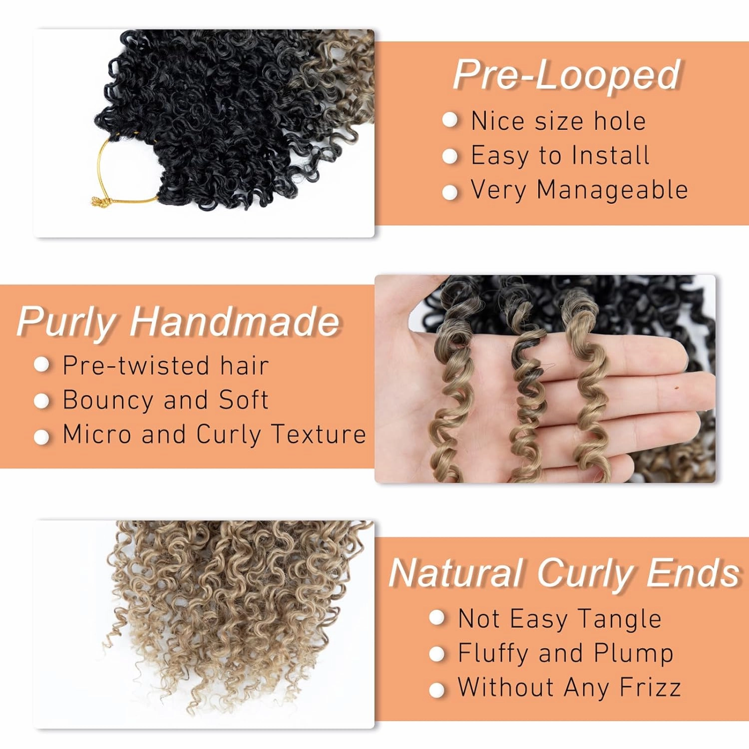 Yanky 10 Packs Passion Twist Crochet Hair 14 Inch - Fluffy Spring Mini Pre-twisted Small Curly Crochet Braid Hair for Senegalese Twist Braids