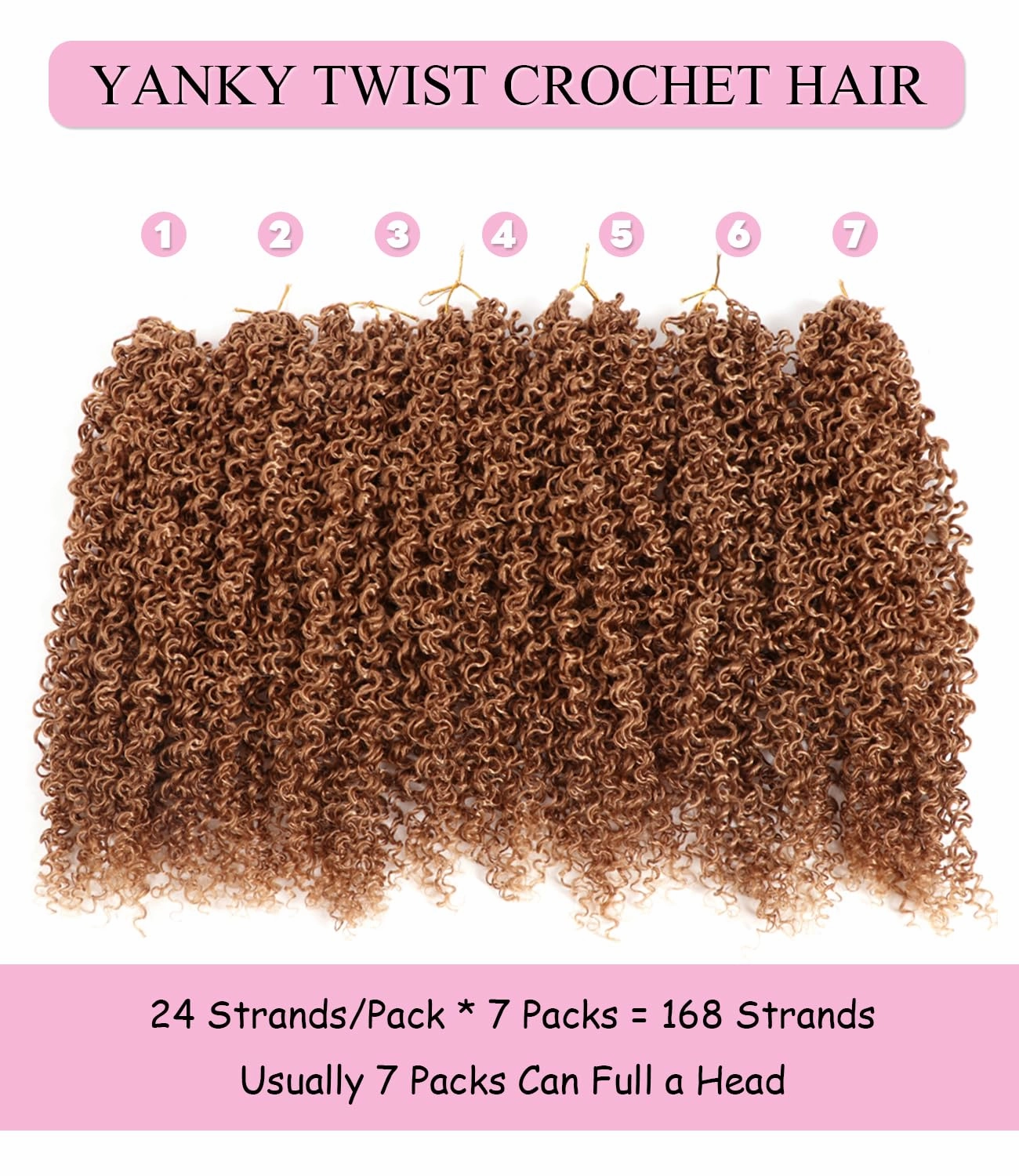 Yanky Twist Crochet Hair 14 Inch 7 Packs Pre Looped Ombre Yanky Passion Twist Crochet Hair Pre Looped Spring Twists Hair Fluffy Mini Crochet Twists Hair For Black Women (27, 14 Inch (Pack of 7))