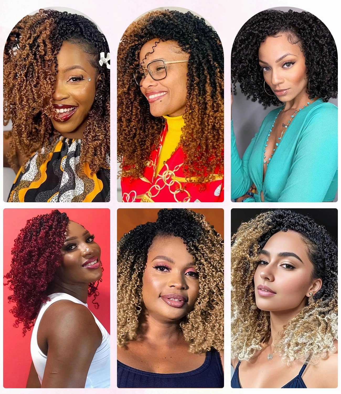 Yanky Twist Crochet Hair 14 Inch 7 Packs Pre Looped Ombre Yanky Passion Twist Crochet Hair Pre Looped Spring Twists Hair Fluffy Mini Crochet Twists Hair For Black Women (27, 14 Inch (Pack of 7))