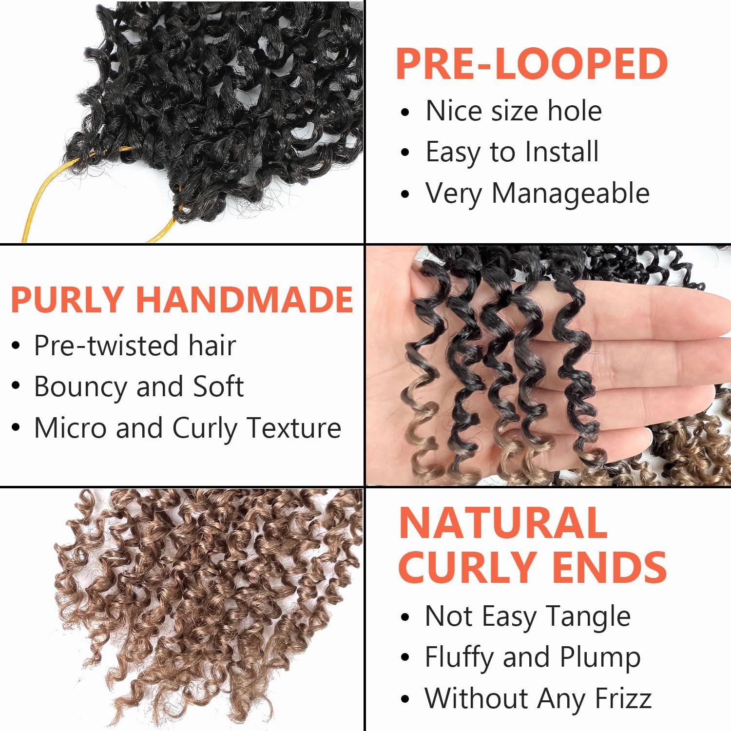 Yanky Twist Crochet Hair 8 Inch 10 Packs Yanky Passion Twist Hair Bohemian Yanky Twists Crochet Hair Pre Looped Pre-twisted Fluffy Mini Twist Crochet Hair Crochet Braiding Hair (1B/27)