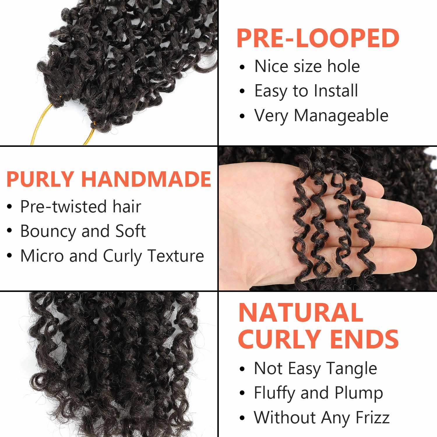 Yanky Twist Crochet Hair 8 Inch 10 Packs Yanky Passion Twist Hair Bohemian Yanky Twists Crochet Hair Pre Looped Pre-twisted Fluffy Mini Twist Crochet Hair Crochet Braiding Hair (#4)