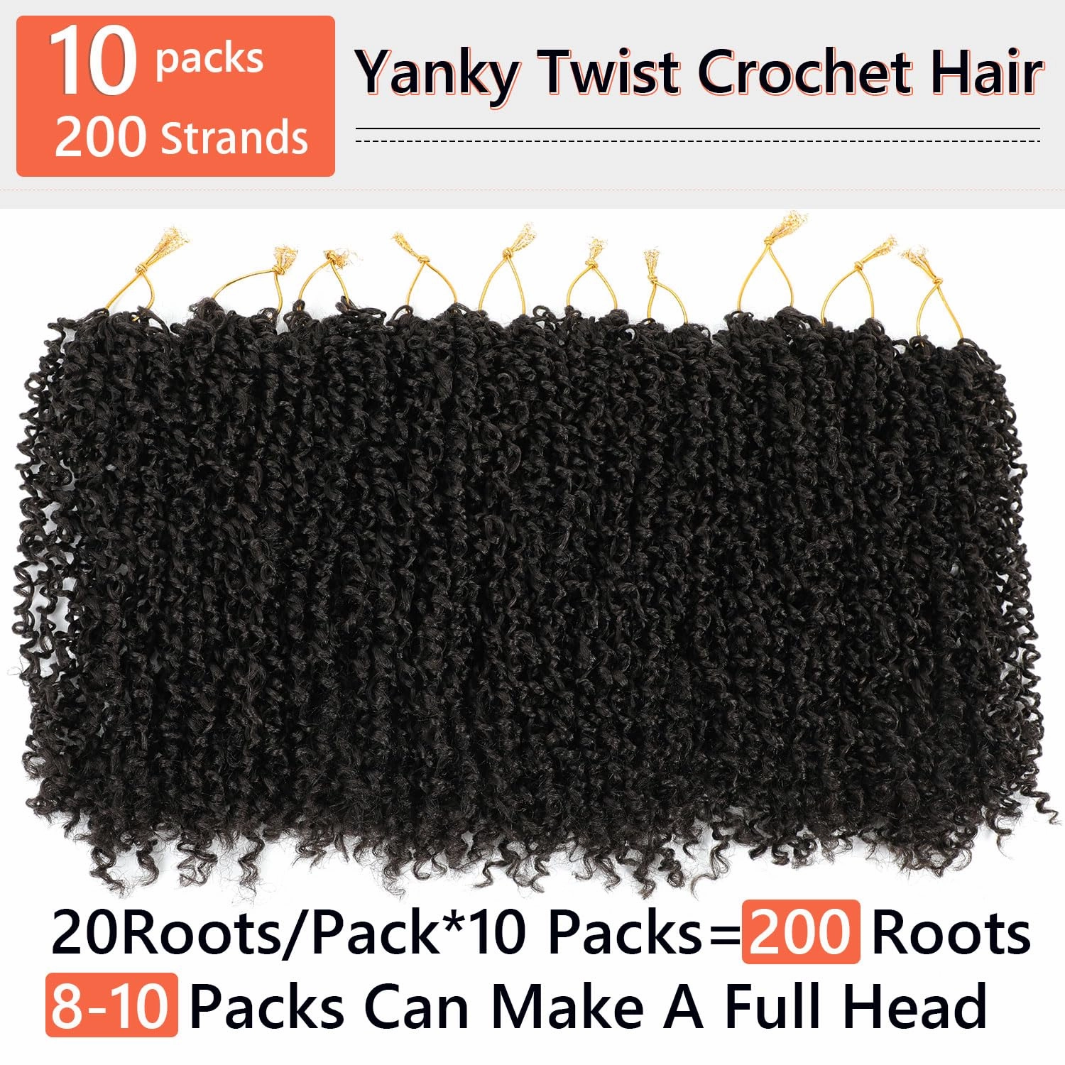 Yanky Twist Crochet Hair 8 Inch 10 Packs Yanky Passion Twist Hair Bohemian Yanky Twists Crochet Hair Pre Looped Pre-twisted Fluffy Mini Twist Crochet Hair Crochet Braiding Hair (#4)