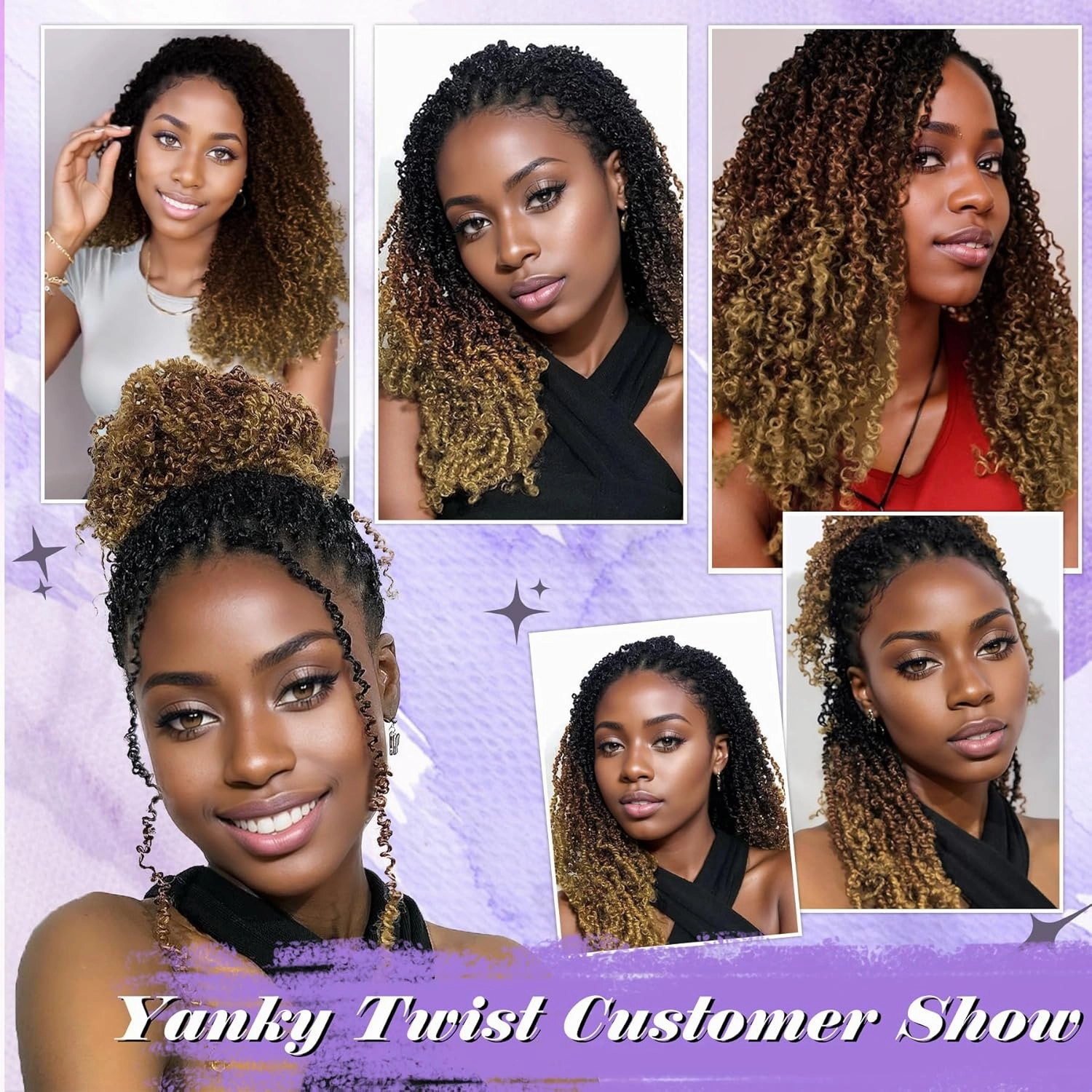 Yanky Twist Crochet Hair for black women 10 Inch 8 Packs 30 Stands/Pc,Pre-looped Fluffy Spring Mini Twist Passion Twist 3 Toned Ombre Brown Synthetic Crochet Braids Braiding Hair(10 Inch, OT30/27-8P)