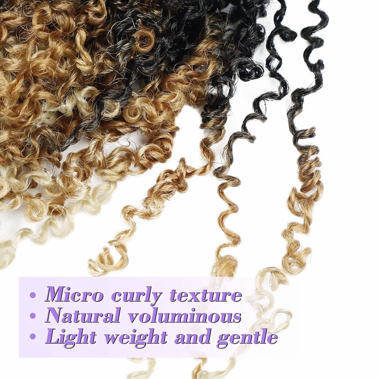 Yanky Twist Crochet Hair for black women 10 Inch 8 Packs 30 Stands/Pc,Pre-looped Fluffy Spring Mini Twist Passion Twist 3 Tones Ombre Blonde Synthetic Crochet Braids Braiding Hair(10Inch, OT27/613-8P)