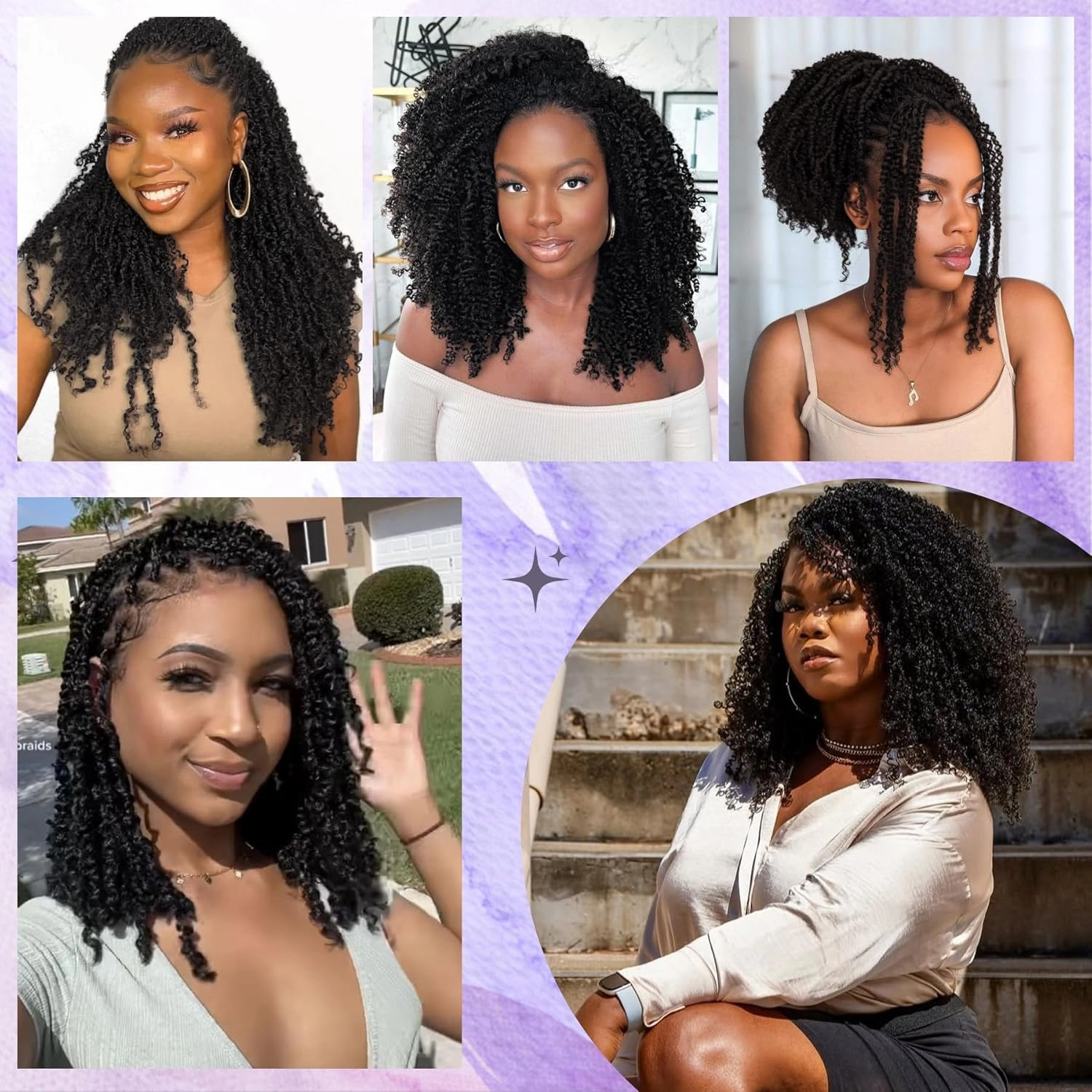 Yanky Twist Crochet Hair for black women 10 Inch 8 Packs 30 Stands/Pc,Pre-looped Fluffy Spring Mini Twist Passion Twist Natural Black Synthetic Crochet Braids Braiding Hair(10 Inch, 1B-8P)