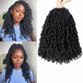 Yanky Twist Crochet Hair for black women 10 Inch 8 Packs 30 Stands/Pc,Pre-looped Fluffy Spring Mini Twist Passion Twist Natural Black Synthetic Crochet Braids Braiding Hair(10 Inch, 1B-8P)