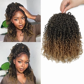 Yanky Twist Crochet Hair for black women 10 Inch 8 Packs 30 Stands/Pc,Pre-looped Fluffy Spring Mini Twist Passion Twist Ombre Blonde Synthetic Crochet Braids Braiding Hair(10 Inch, T27-8P)