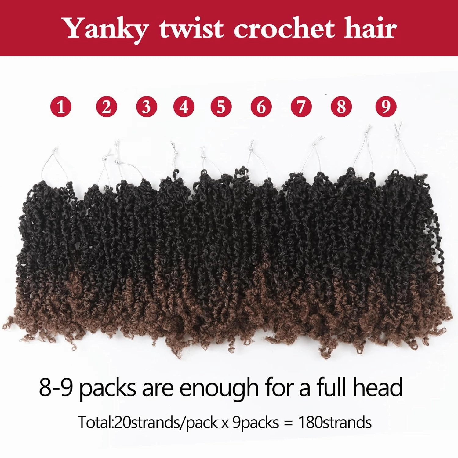 Yanky Twist Crochet Hair, PILLUGER Yaki Twists Hair Micro Spring Twist Braids,9 Packs Pre-looped passion Twist Brown Senegalese With Curls Crochet Synthetic Hair Extensions(OT30)