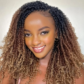 Yanky twists Premium Hand Made Yanky Twist Crochet Hair | 14 inches - Bombshell | Curly mini Spring Passion Twist | Short, Pre-Looped Crochet lightweight Braids | 5 Packs - Beige Bombshell