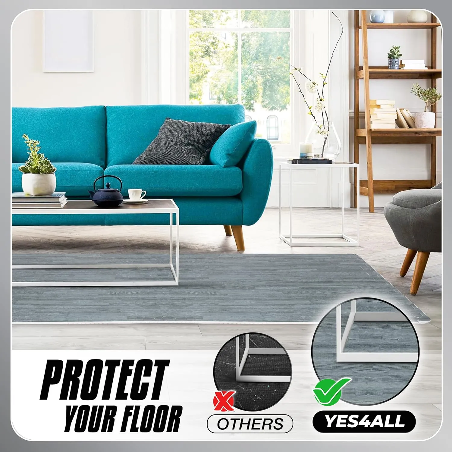 Yes4All 48SQ.FT Wood Grain Puzzle Exercise Mat Protective Flooring, EVA Interlocking Foam Floor Tiles with Border for Home