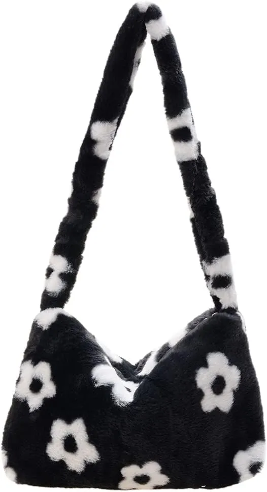 YFGBCX Plush Underarm Bag, Ladies Fluffy Shoulder Bag, Women Y2K Furry Purse Fluffy Tote for Autumn and Winter