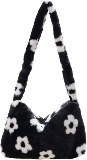 YFGBCX Plush Underarm Bag, Ladies Fluffy Shoulder Bag, Women Y2K Furry Purse Fluffy Tote for Autumn and Winter