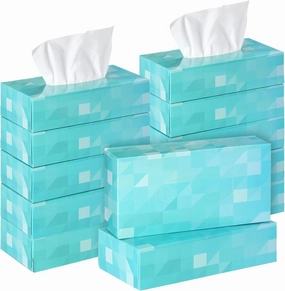 Yinder 12 Packs 1560 Sheets Soft Facial Tissue Box for Car 2 Ply 130 Sheets Disposable Facial Travel Tissues Bulk Cube Box for Car Household Kitchen School Bathroom(Single)