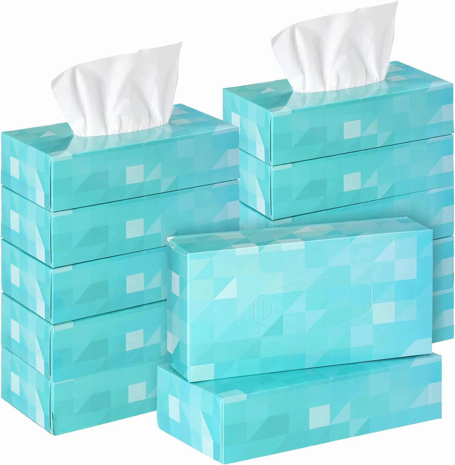 Yinder 12 Packs 1560 Sheets Soft Facial Tissue Box for Car 2 Ply 130 Sheets Disposable Facial Travel Tissues Bulk Cube Box for Car Household Kitchen School Bathroom(Single)