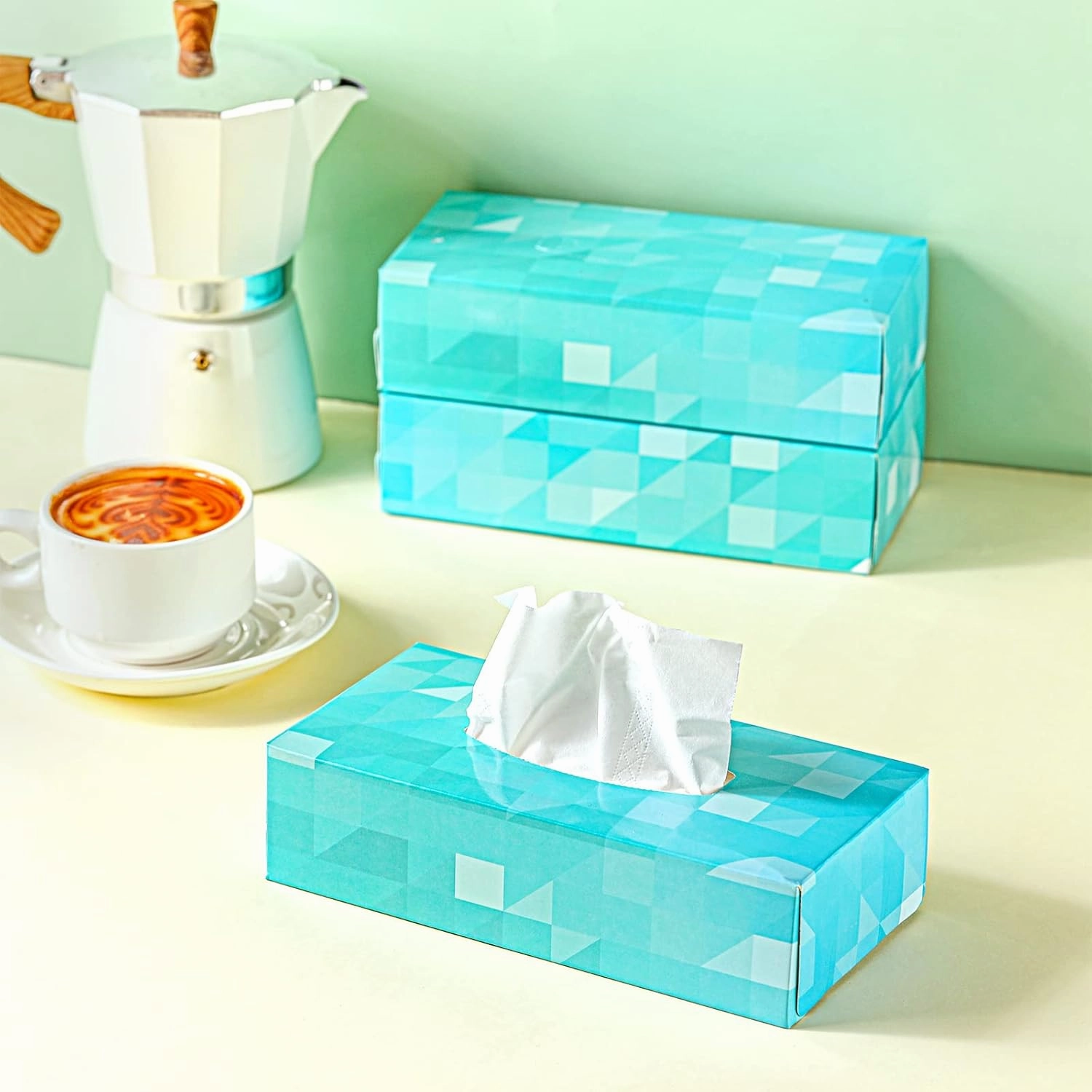 Yinder 12 Packs 1560 Sheets Soft Facial Tissue Box for Car 2 Ply 130 Sheets Disposable Facial Travel Tissues Bulk Cube Box for Car Household Kitchen School Bathroom(Single)