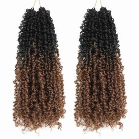 Youngther Yanky twist crochet hair Pre-Twisted Fluffy Spring Mini Twist with curly crochet hair for black women crochet hair pre looped Synthetic hair extension（12inch OT30 2PCS）