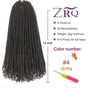 ZRQ 12 Inch Micro Twist Crochet Hair Bob Crochet Braids Mini Pre-twisted Passion Twist Mini Senegalese Twist Crochet Hair Pre-looped Micro Braids Crochet Hair Extensions(9 Packs,4#)