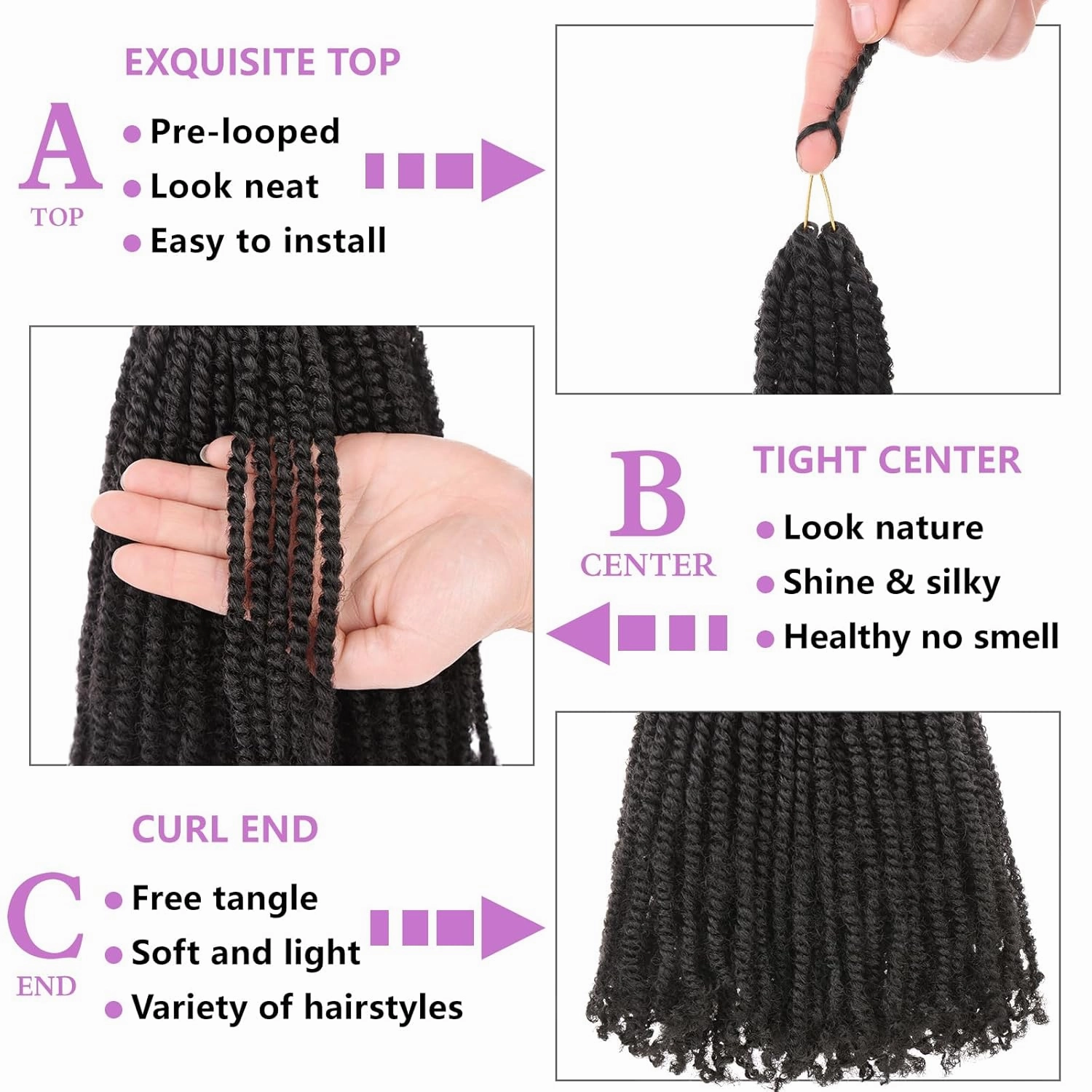 ZRQ 12 Inch Micro Twist Crochet Hair Bob Crochet Braids Mini Pre-twisted Passion Twist Mini Senegalese Twist Crochet Hair Pre-looped Micro Braids Crochet Hair Extensions(9 Packs,2#)