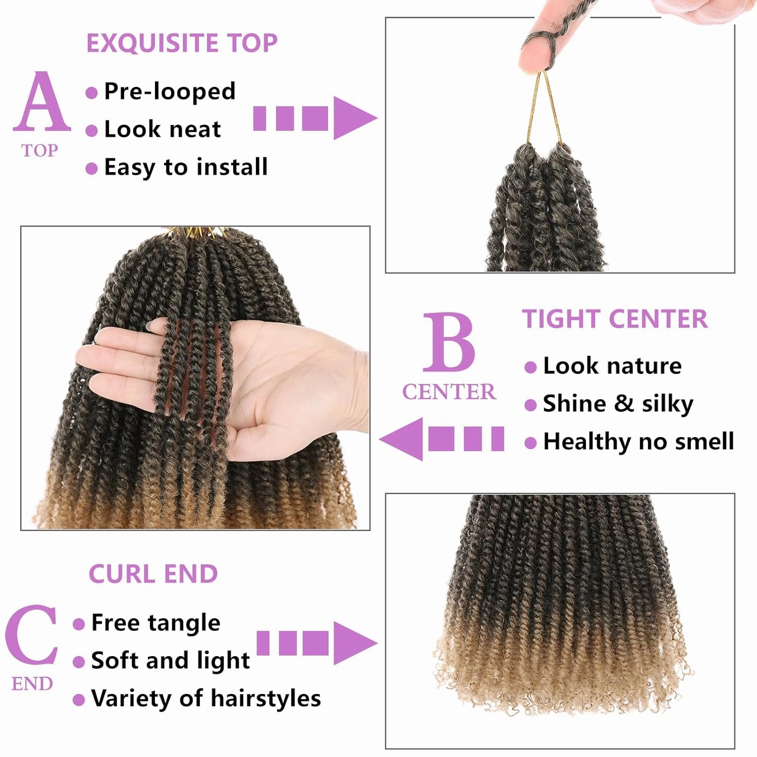 ZRQ 12 Inch Micro Twist Crochet Hair Bob Crochet Braids Ombre Light Blonde Mini Pre-twisted Passion Twist Mini Senegalese Twist Crochet Hair Pre-looped Yanky Twist Hair Extensions(9 Packs,T27#)