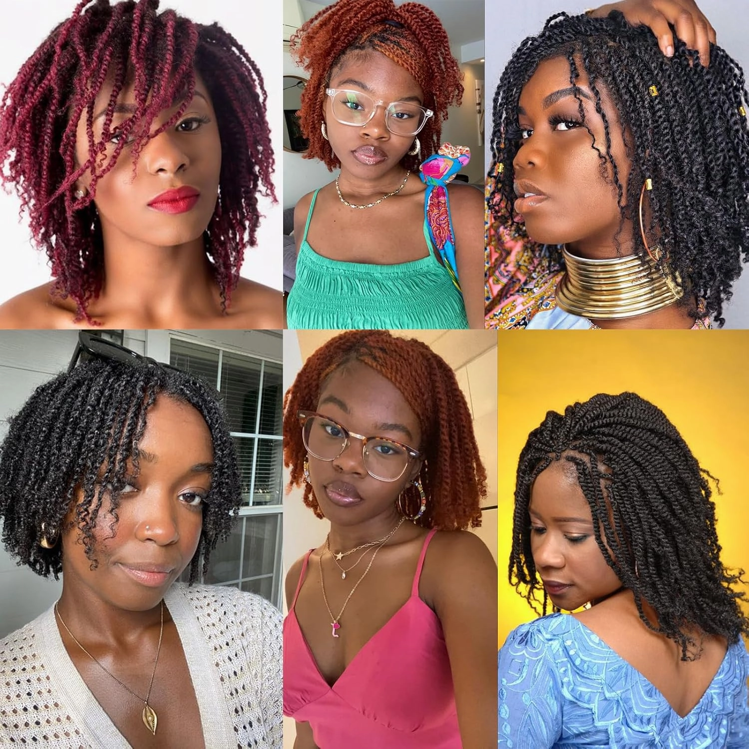 ZRQ 8 Inch 9 Pcs Micro Twist Crochet Hair Bob Crochet Braids Pre looped Mini Passion Twist Mini Senegalese Twist Crochet Hair Pre-looped Hair Micro Braids Crochet Hair Extensions
