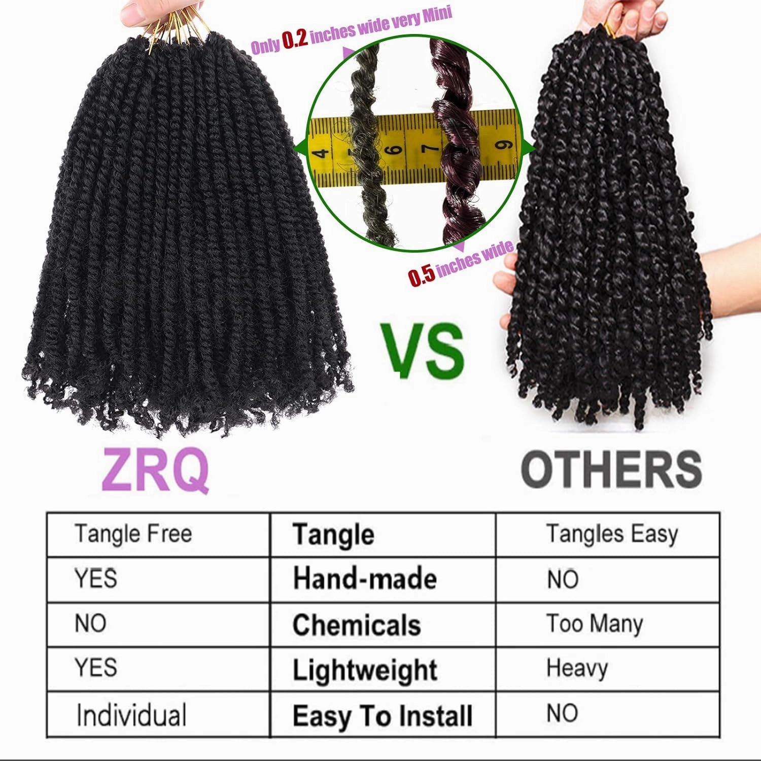 ZRQ 8 Inch 9 Pcs Micro Twist Crochet Hair Bob Crochet Braids Pre looped Mini Passion Twist Mini Senegalese Twist Crochet Hair Pre-looped Hair Micro Braids Crochet Hair Extensions