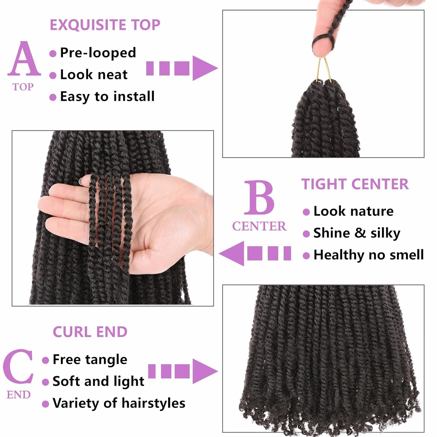 ZRQ 8 Inch Micro Twist Crochet Hair Bob Crochet Braids Mini Pre-twisted Passion Twist Mini Senegalese Twist Crochet Hair Pre-looped Micro Braids Crochet Hair Extensions(9 Packs,4#)