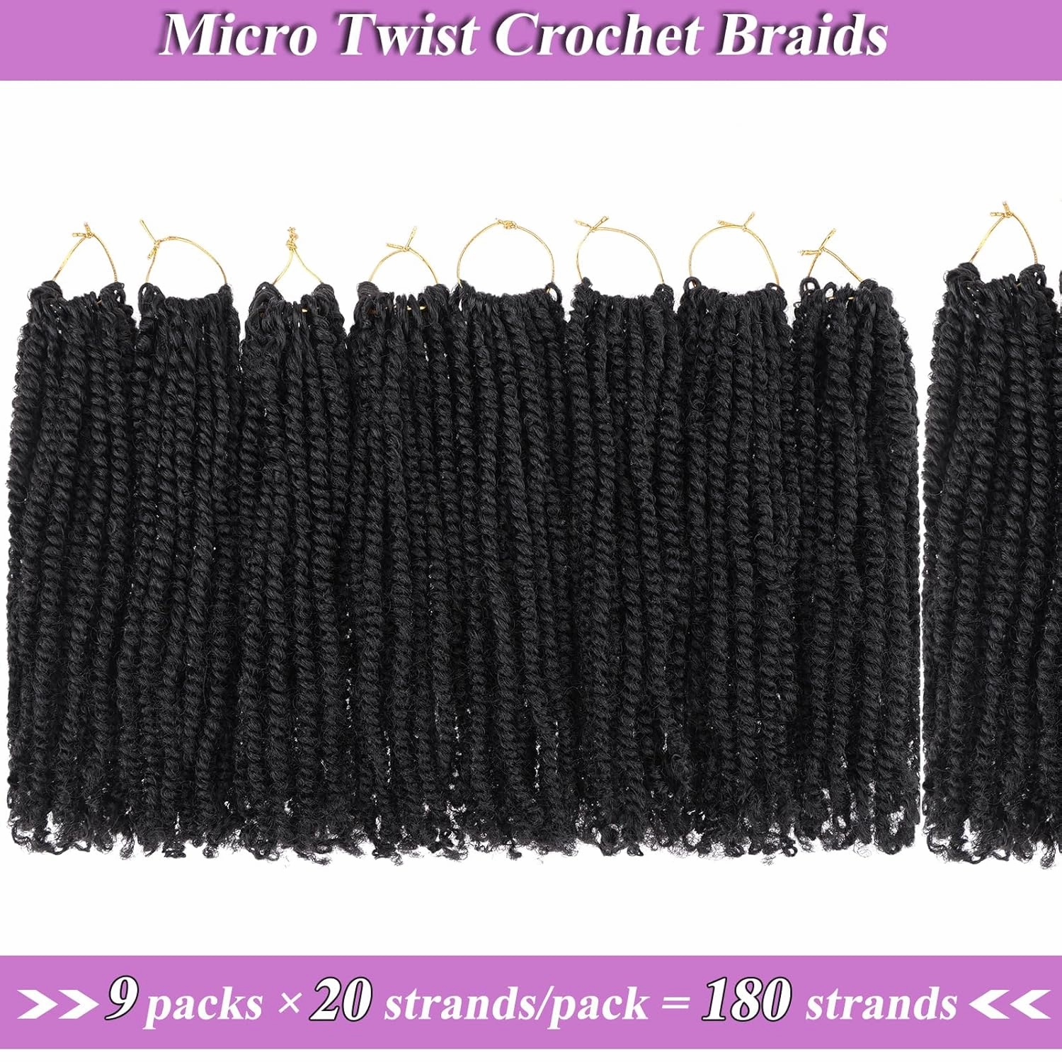 ZRQ 8 Inch Micro Twist Crochet Hair Bob Crochet Braids Mini Pre-twisted Passion Twist Mini Senegalese Twist Crochet Hair Pre-looped Micro Braids Crochet Hair Extensions(9 Packs,4#)